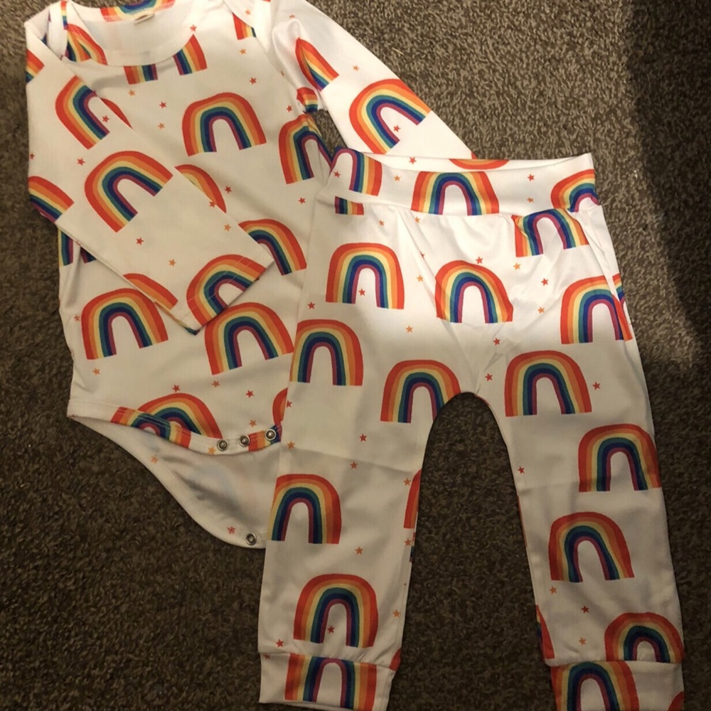 Toddler two piece Rainbow outfit for girls